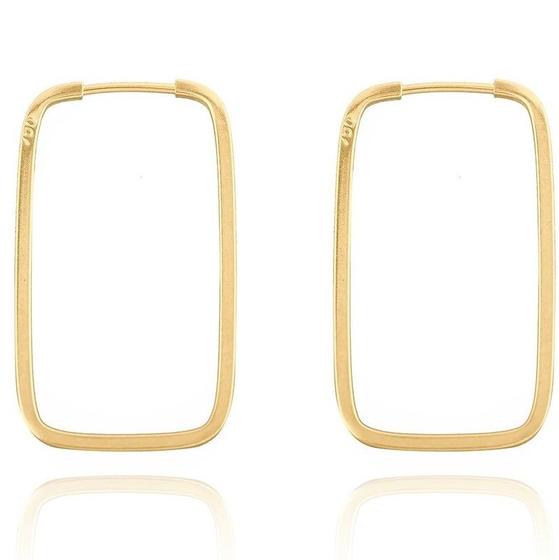 Brinco Argola Quadrada Retangular 2.7cm Em Ouro 18k 750 Menor preço em Brinco Argola Quadrada Retangular 2.7cm Em Ouro 18k 750