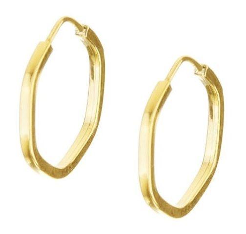 Imagem de Brinco Argola Sextavada Fio Quadrado 1,3 cm Feminino em Ouro 18k