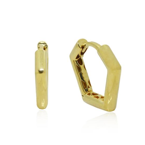 Imagem de Brinco Argola Sextavado 1 Cm Em Ouro 18K