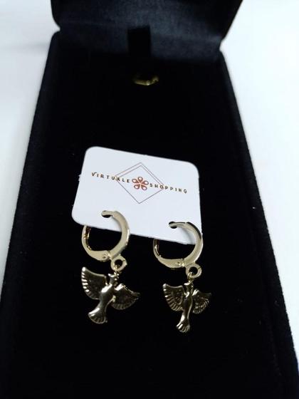 Imagem de Brinco Argolinha com Pássaro Banhado Ouro 18k VirtualeShopping