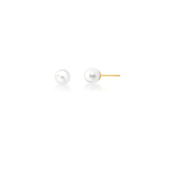 Imagem de Brinco Banhado a Ouro Liso com Perola Shell 8mm