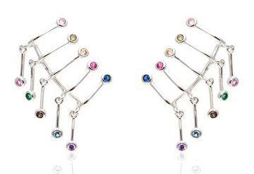 Brinco bolinhas cristal coloridas - Prata 925 Imagem de Brinco bolinhas cristal coloridas