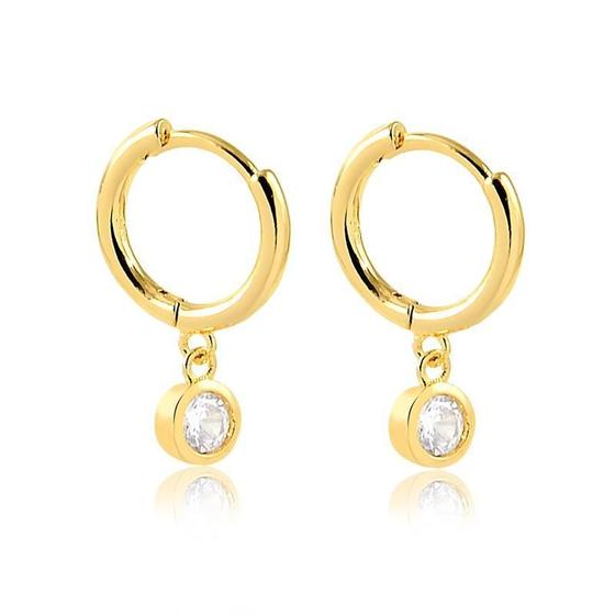Imagem de Brinco Click Com Ponto De Luz Folheado A Ouro Dourada