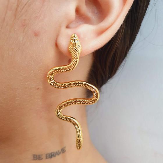 Imagem de Brinco Cobra Folheado a Ouro 18k