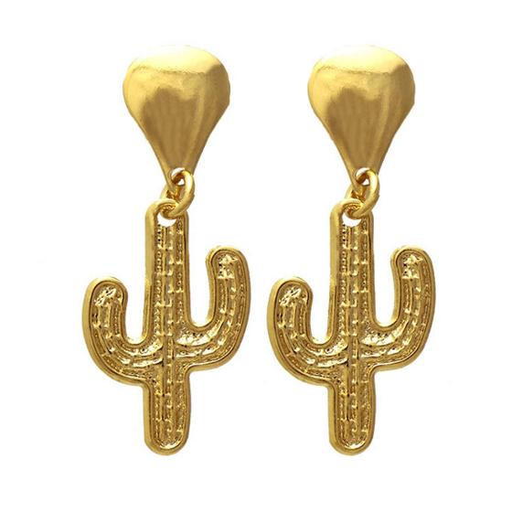 Imagem de Brinco com Pingente de Cacto Folheado em Ouro 18K SoftJoias