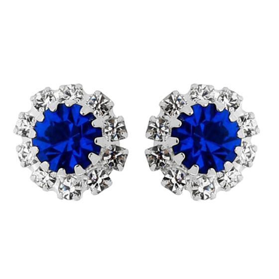 Imagem de Brinco Com Strass Azul Safira PRI Style Folheado A Prata Antialérgico BSPRI2591 P
