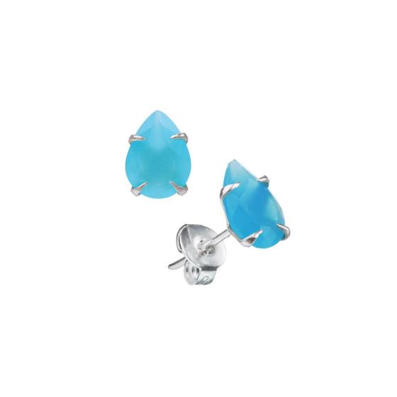 Brinco com Zircônia Azul Turquesa Gota 6x8mm Menor preço em Brinco com Zircônia Azul Turquesa Gota 6x8mm