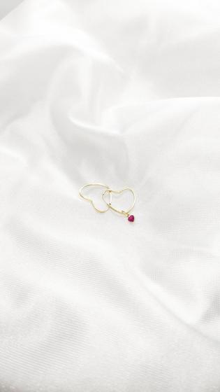 Imagem de Brinco Coração 1.9cm e Pingente Zircônia Pink Ouro 18k.