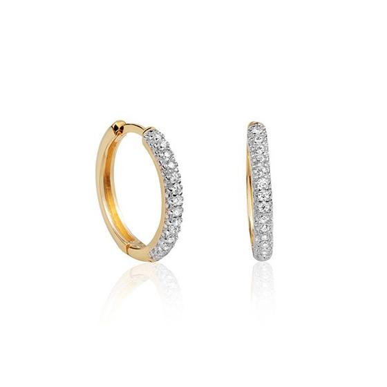 Imagem de Brinco de Argola Click Em Ouro 18k 12mm Cravejada Zircônias