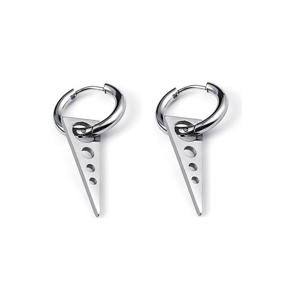 Imagem de Brinco de argola não escurece aço inox prata Titânio Aço lança Seta Clip cone Triângulo Triangular