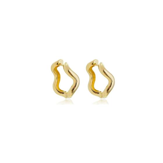 Imagem de Brinco de Argola Ondulada Larissa Pequena Banhado em Ouro 18k