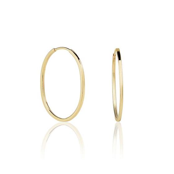 Imagem de Brinco de Argola Oval Fio Quadrado Em Ouro 18k Média 20mm