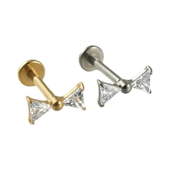 Imagem de Brinco de Cartilagem de Titânio com Zircônia - Tragus, Hélice e Rook - Modelo Flor de Lua