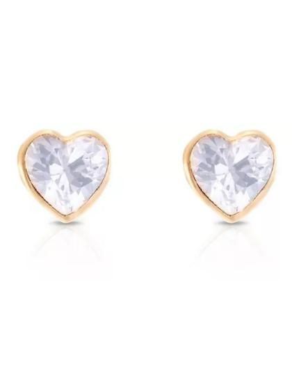 Brinco De Ouro 18k 750 Coração De Zirconia 6mm Menor preço em Brinco De Ouro 18k 750 Coração De Zirconia 6mm