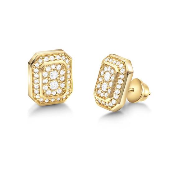 Imagem de Brinco de Ouro 18k Octagonal com 56 Pontos de Diamantes
