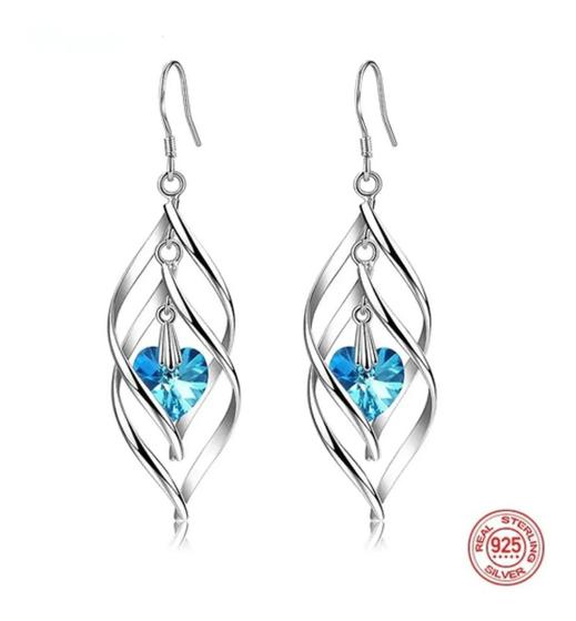 Brinco De Prata Azul Strass Feminino Joias Festa Casamento Menor preço em Brinco De Prata Azul Strass Feminino Joias Festa Casamento