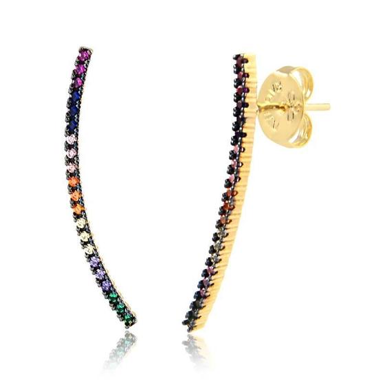 Imagem de Brinco ear cuff com pedras multicolor folheado a ouro