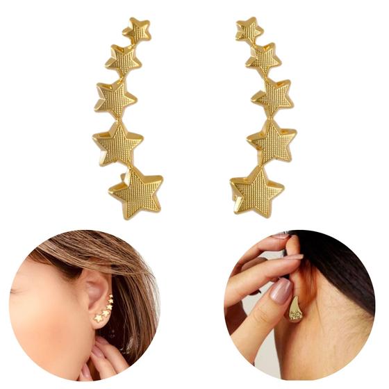 Imagem de Brinco Ear Cuff Earcuff Estrela Em Banho De Prata Ou Ouro