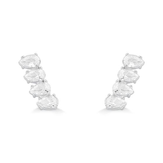 Imagem de Brinco Ear Cuff Gotas Zircônias Prata 925