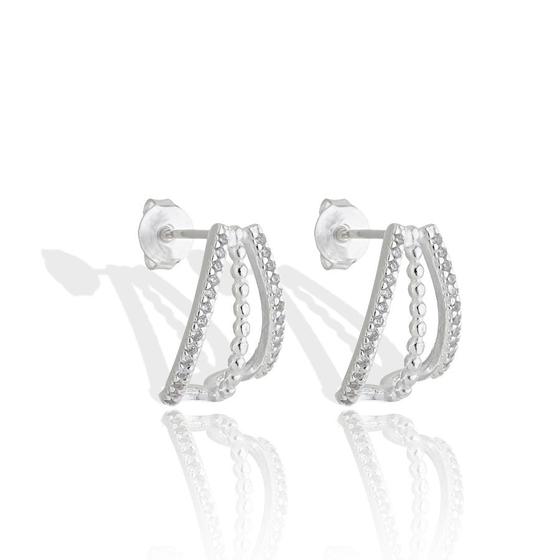 Imagem de Brinco Ear Cuff Pedra Zirconia Prata Pura Meia Argola