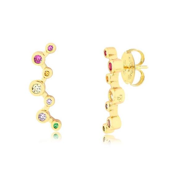 Imagem de Brinco ear cuff pequeno com zircônias multicolor folheado a ouro