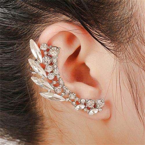 Imagem de Brinco Ear Cuff Strass Dourado Ou Prata Festa Luxo No Brasil