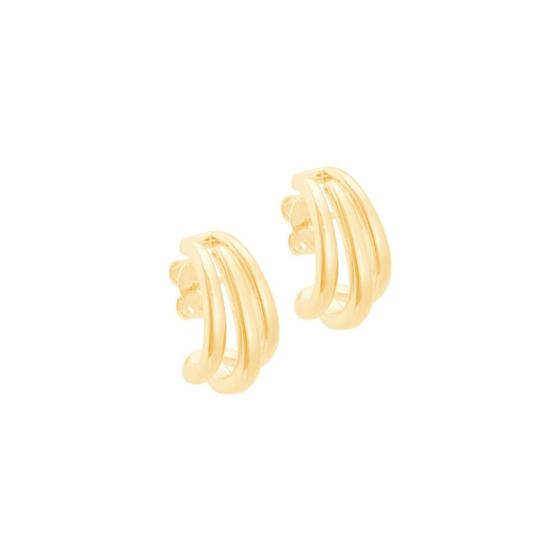 Imagem de Brinco Ear Hook Três Vias em Banho de Ouro 18K - PL21680