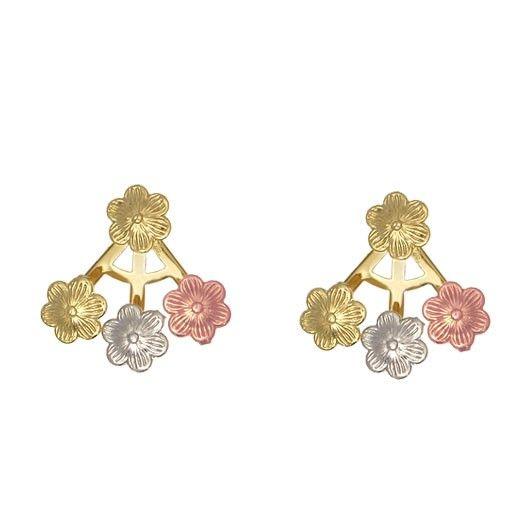 Imagem de brinco ear jacket com flores 8mm com rdio