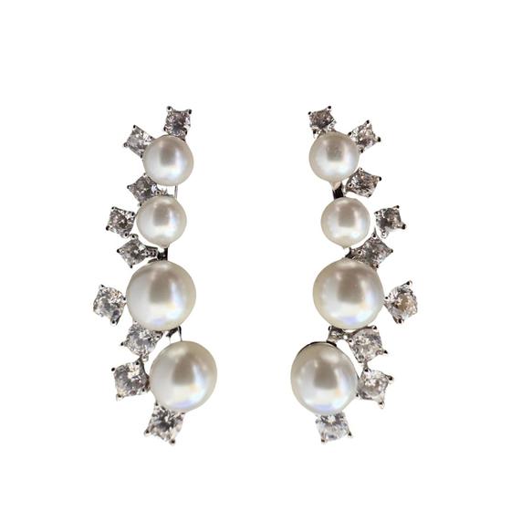 Imagem de Brinco EarCuff Pérolas com Zircônias - Banhado no Ródio Branco