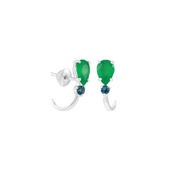 Brinco em Ouro Branco 18K Nefrita e Topázio - AU4036 Menor preço em Brinco em Ouro Branco 18K Nefrita e Topázio - AU4036