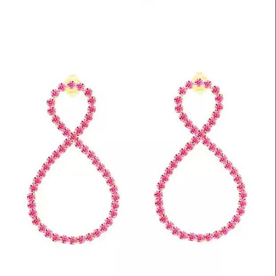 Imagem de Brinco Estilo Infinito Strass Pink