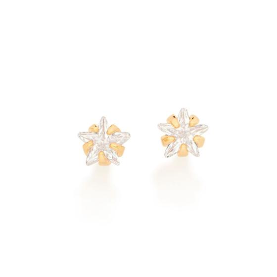 Imagem de Brinco estrela segundo furo folheado a ouro 18k com zircônias branco /526462