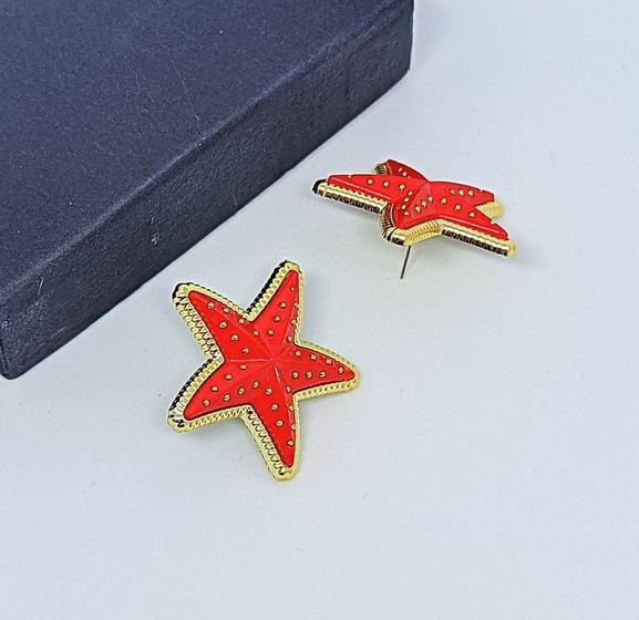 Imagem de Brinco Estrelas do Mar resina colorido Par de Brincos Estrela Resinado antialérgico Tendência Moda Praia Verão Tendência