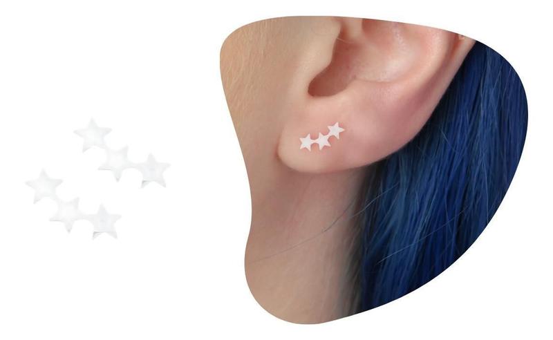 Imagem de Brinco Feminino Ear Cuff Estrela Prata 925 Antialérgico