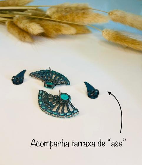 Imagem de Brinco Feminino Ear Cuff Turmalina Cravejado Blogueira Ródio