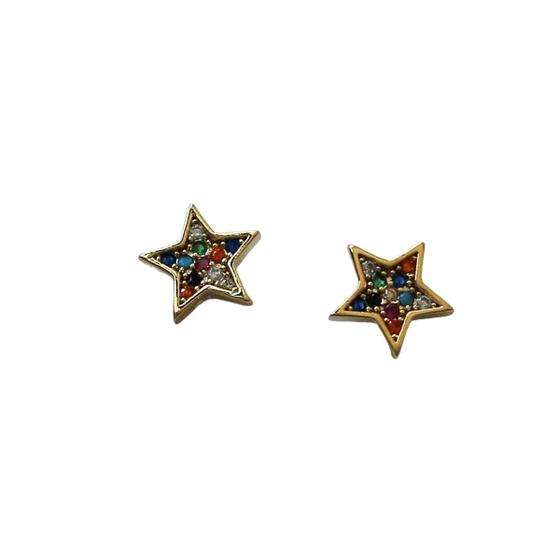 Imagem de Brinco Folheado à Ouro Estrela com Zircônia Colorida