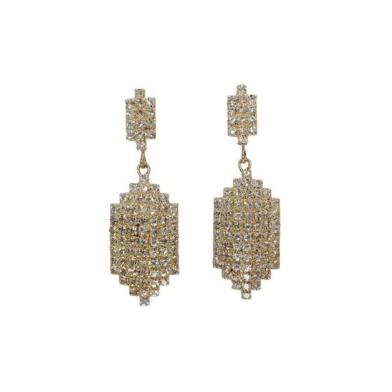 Imagem de Brinco Folheado Losango Com Strass - Selecione Cor