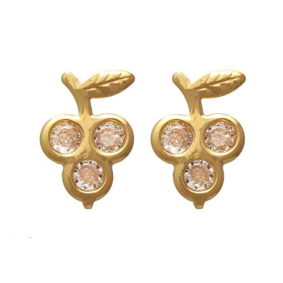 Imagem de Brinco Formato de Cacho de Uva com Zircônias Folheado em Ouro 18K Softjoias 