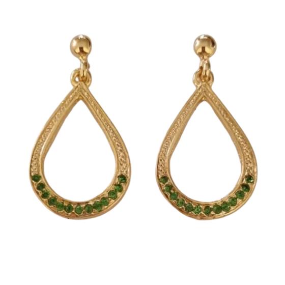 Imagem de Brinco Gota com Micro Zircônias Verde - Banhado em Ouro 18k