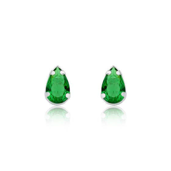 Imagem de Brinco Gota Zircônia 6x9mm Verde Esmeralda Prata 925