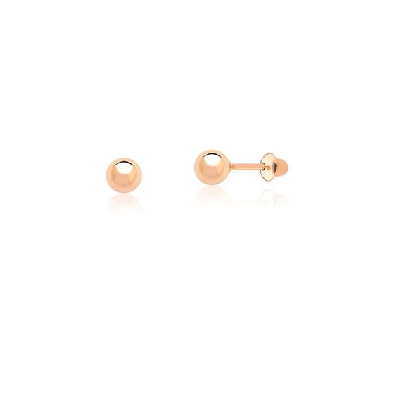 Imagem de Brinco Infantil em Ouro Rosé 18k Bolinha 4mm