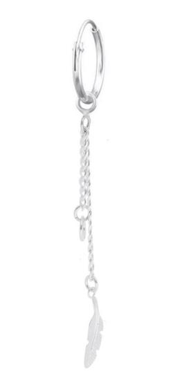 Imagem de Brinco Masculino Argola Com Pingente Pena Prata De Lei Arg10