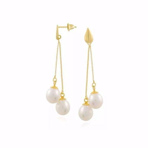 Brinco Ouro 18k 750 Corrente Pérola Natural Menor preço em Brinco Ouro 18k 750 Corrente Pérola Natural
