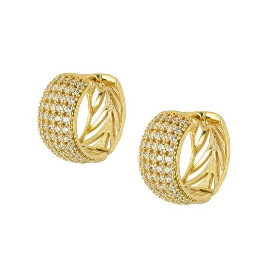 Imagem de Brinco Ouro 18k Argola Argolinha Larga Zircônia Com Trava B524