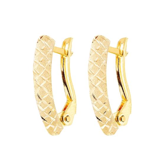 Imagem de Brinco Ouro 18k Banana Trabalhada Fosca Com Trava G5074T