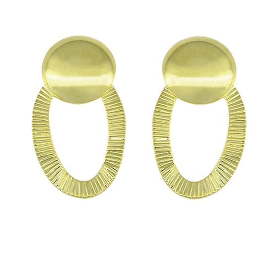 Imagem de Brinco Oval Com Detalhes Estampados PRI Style Folheado A Ouro 18K Antialérgico BSPRI2826