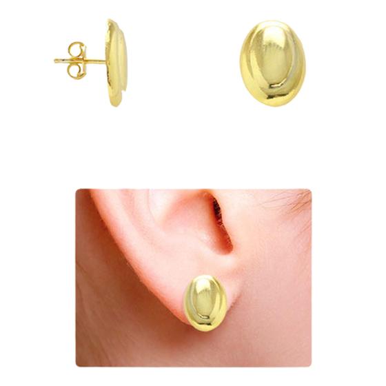 Imagem de Brinco Oval Em Alto Relevo PRI Style Folheado A Ouro 18K Antialérgico