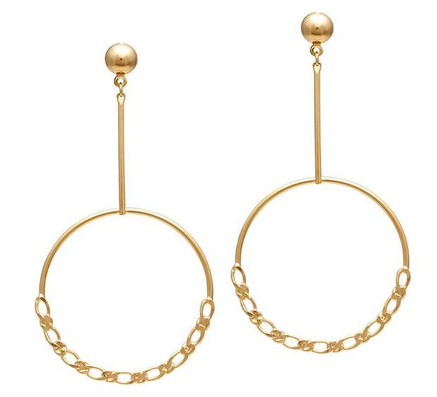 Imagem de Brinco palito com argola fio e corrente
