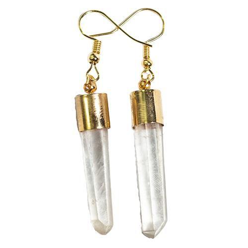 Imagem de Brinco Ponta Cristal Laser 30mm Bruta Anzol Caixinha Dourado
