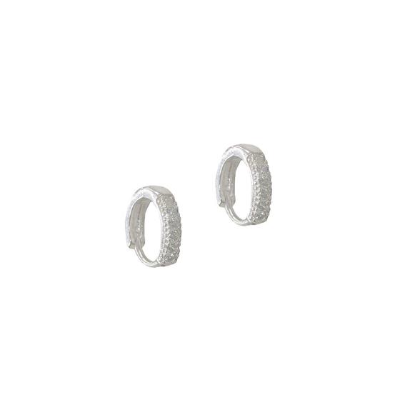 Imagem de Brinco Prata 925 Argola Meia Trabalhada com Zircônias 17,3 mm